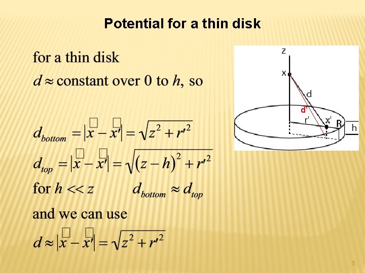 Potential for a thin disk d’ 5 