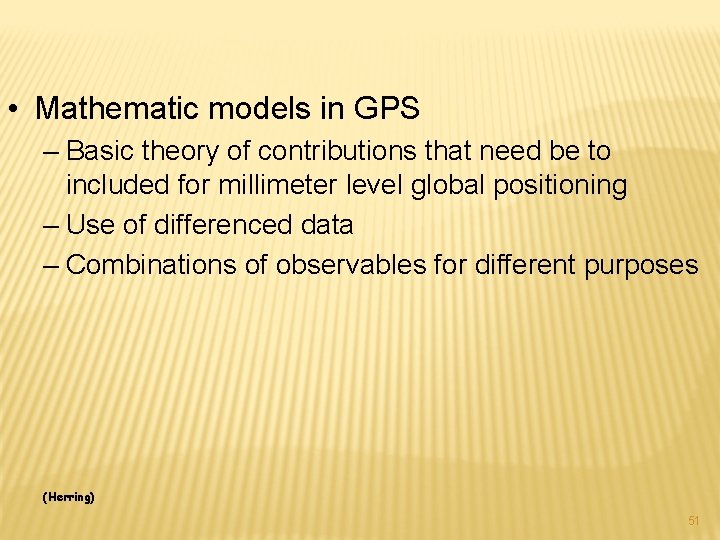  • Mathematic models in GPS – Basic theory of contributions that need be