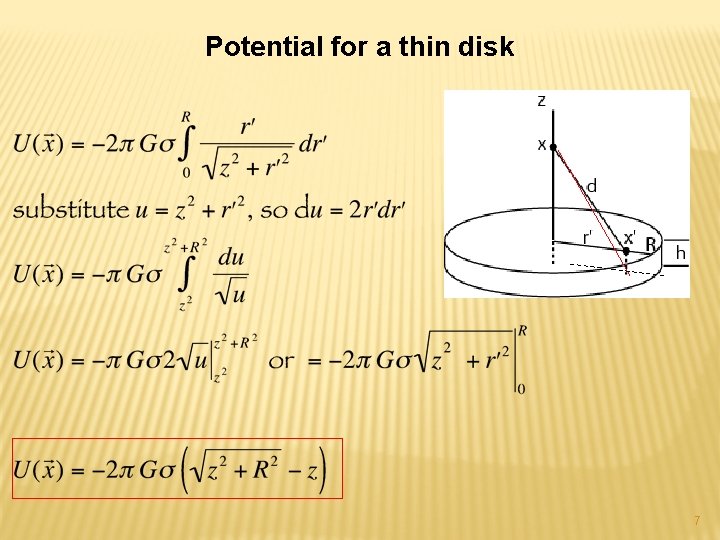 Potential for a thin disk 7 