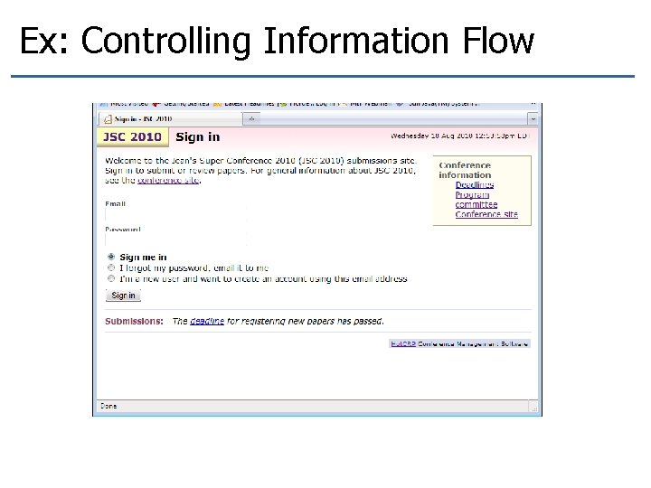 Ex: Controlling Information Flow 
