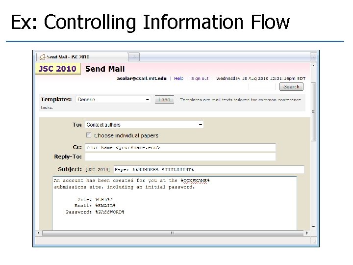 Ex: Controlling Information Flow 