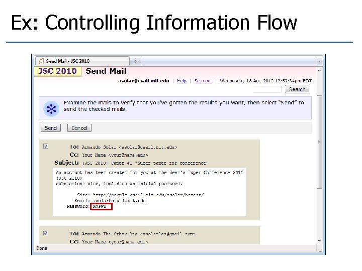Ex: Controlling Information Flow 
