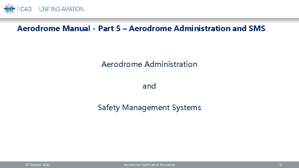 Aerodrome Manual - Part 5 – Aerodrome Administration and SMS Aerodrome Administration and Safety