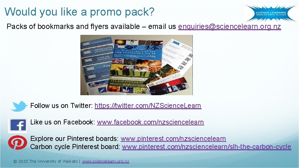 Would you like a promo pack? Packs of bookmarks and flyers available – email