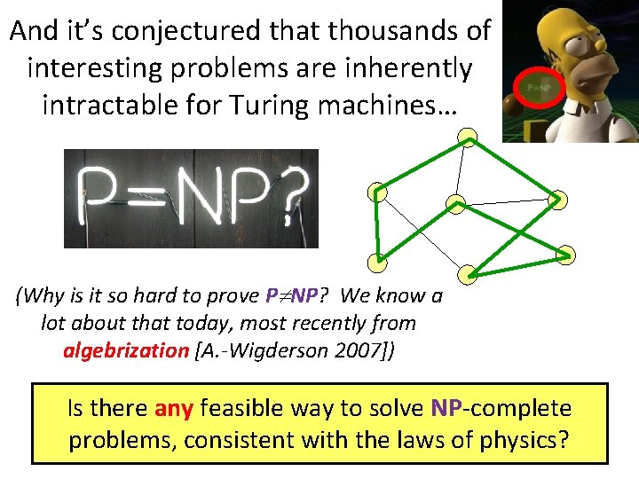 And it’s conjectured that thousands of interesting problems are inherently intractable for Turing machines…