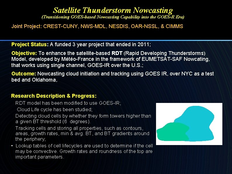 Satellite Thunderstorm Nowcasting (Transitioning GOES-based Nowcasting Capability into the GOES-R Era) Joint Project: CREST-CUNY,
