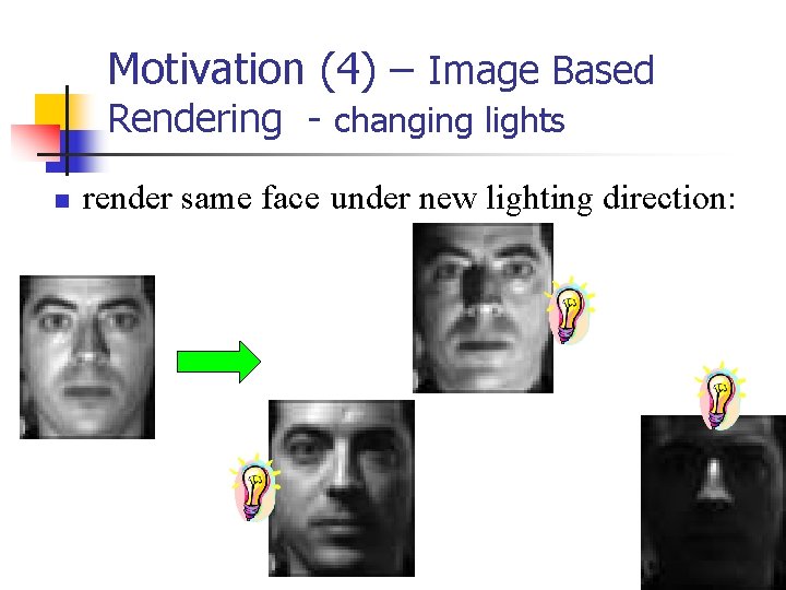 Motivation (4) – Image Based Rendering - changing lights n render same face under