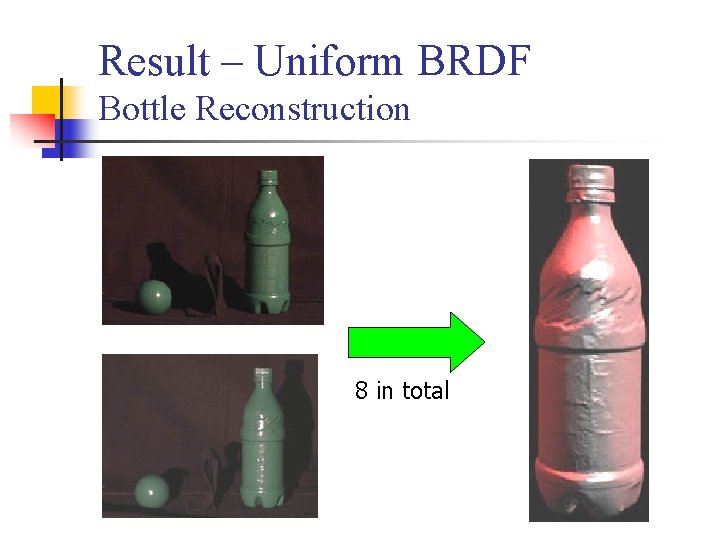 Result – Uniform BRDF Bottle Reconstruction 8 in total 