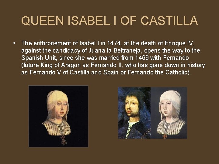 QUEEN ISABEL I OF CASTILLA • The enthronement of Isabel I in 1474, at