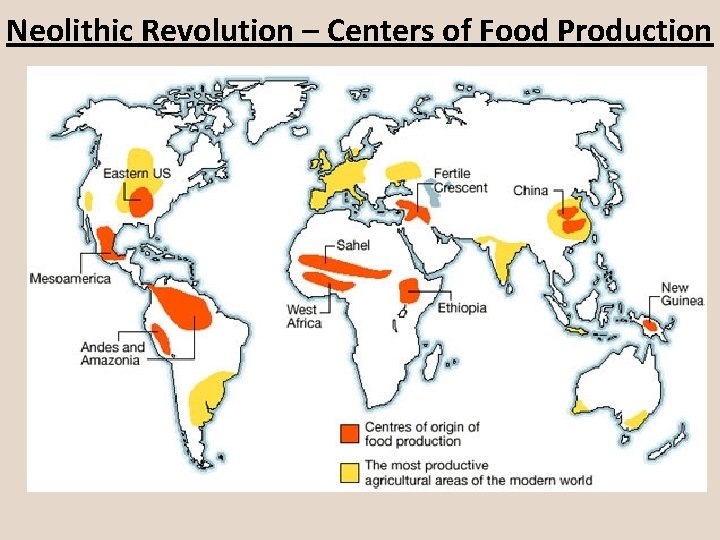 Neolithic Revolution – Centers of Food Production 