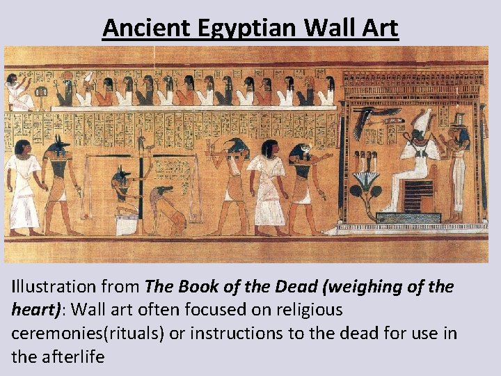 Ancient Egyptian Wall Art Illustration from The Book of the Dead (weighing of the