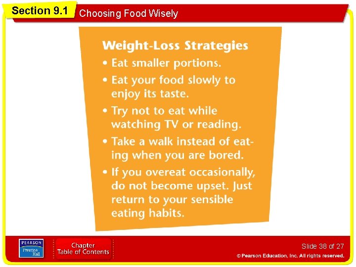 Section 9. 1 Choosing Food Wisely Slide 38 of 27 
