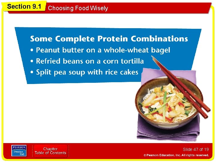 Section 9. 1 Choosing Food Wisely Slide 47 of 19 