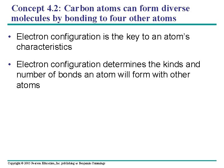 Concept 4. 2: Carbon atoms can form diverse molecules by bonding to four other