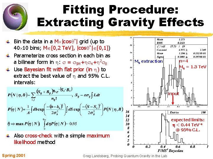 Fitting Procedure: Extracting Gravity Effects Bin the data in a M |cos *| grid