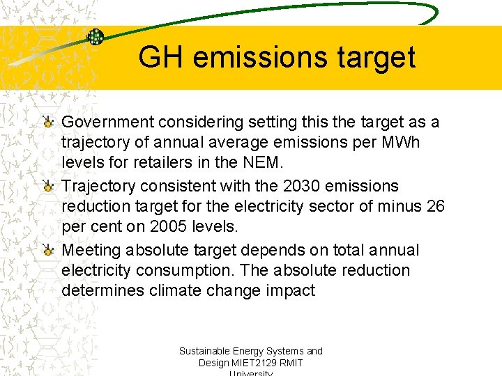 GH emissions target Government considering setting this the target as a trajectory of annual