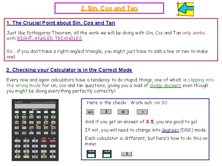 2. Sin, Cos and Tan 1. The Crucial Point about Sin, Cos and Tan