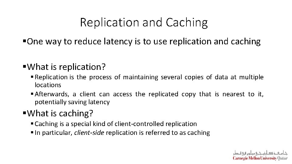 Distributed Systems CS 15 440 Caching Part I