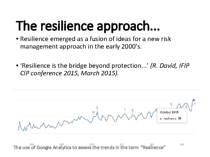 The resilience approach. . . • Resilience emerged as a fusion of ideas for