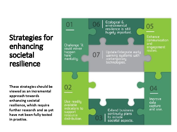 Strategies for enhancing societal resilience These strategies should be viewed as an incremental approach