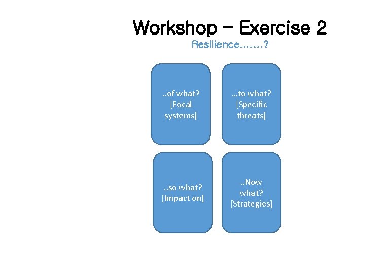 Workshop – Exercise 2 Resilience. . . . ? . . of what? [Focal