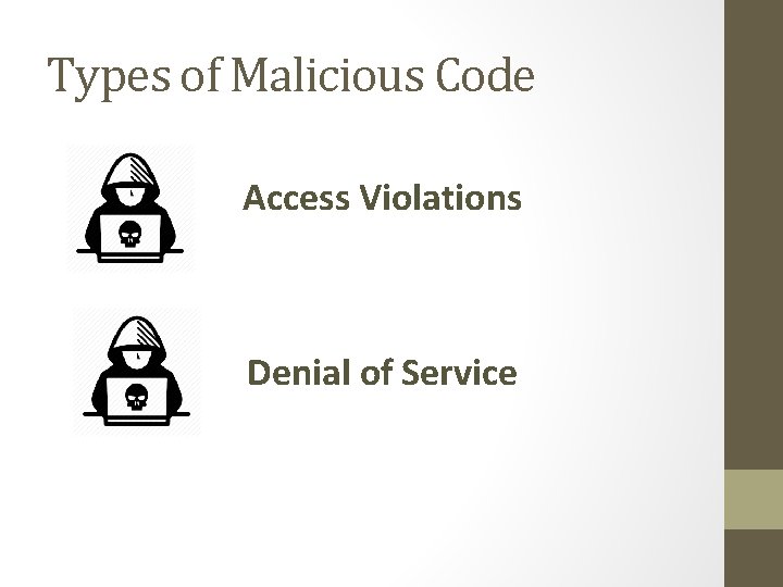 Types of Malicious Code Access Violations Denial of Service 