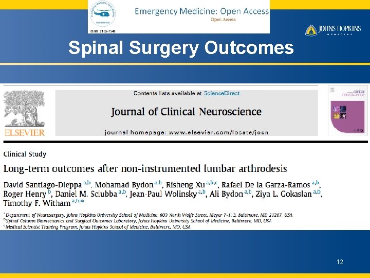 Spinal Surgery Outcomes 12 