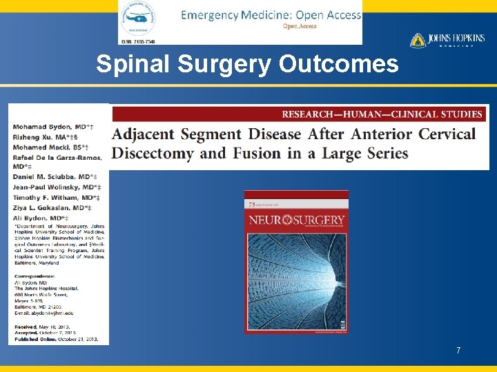 Spinal Surgery Outcomes 7 