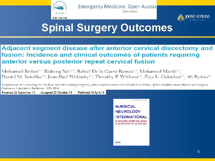 Spinal Surgery Outcomes 9 