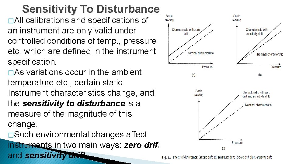 Sensitivity To Disturbance � All calibrations and speciﬁcations of an instrument are only valid