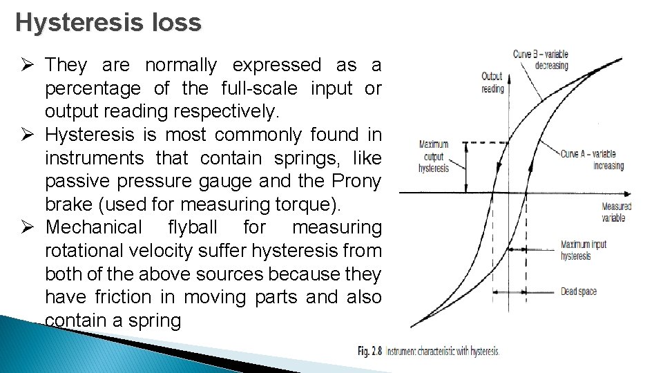 Hysteresis loss Ø They are normally expressed as a percentage of the full-scale input