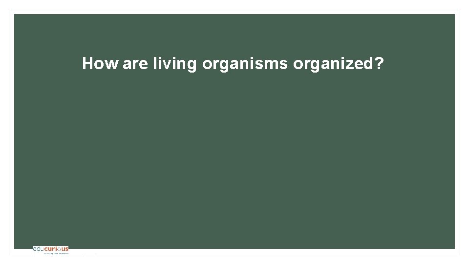 How are living organisms organized? © 2018 Educurious Partners. All rights reserved. www. educurious.