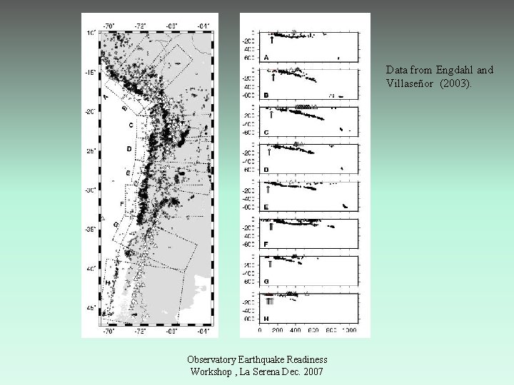 Data from Engdahl and Villaseñor (2003). Observatory Earthquake Readiness Workshop , La Serena Dec.