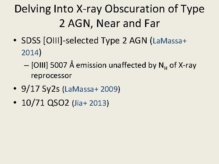 Delving Into X-ray Obscuration of Type 2 AGN, Near and Far • SDSS [OIII]-selected