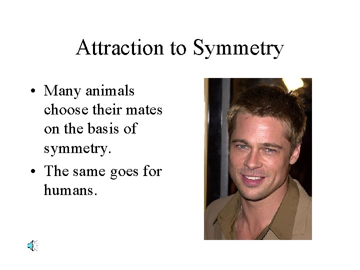 Attraction to Symmetry • Many animals choose their mates on the basis of symmetry.