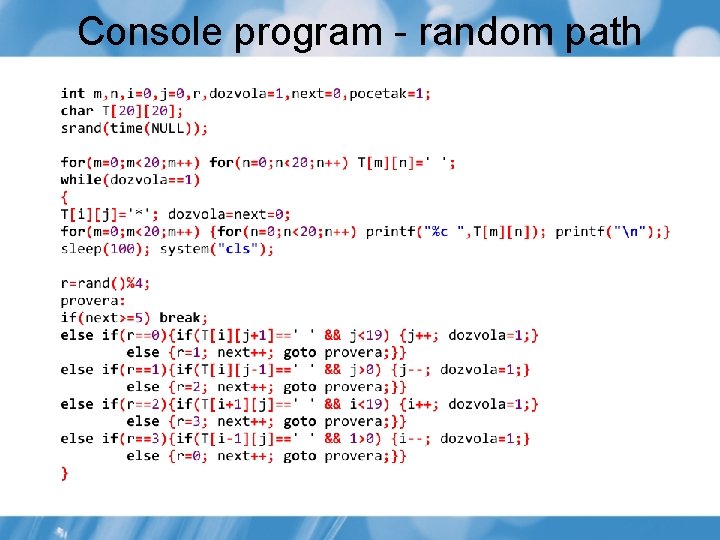 Console program - random path Console program - random path