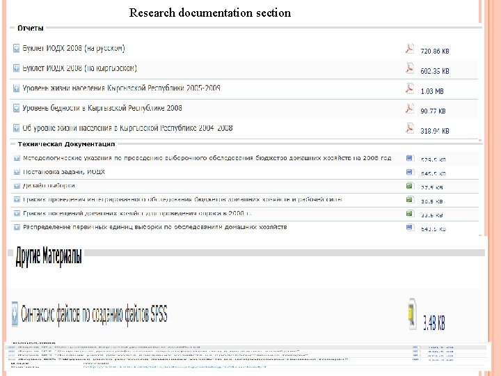 Research documentation section 