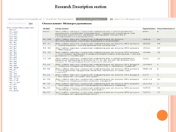 Research Description section 