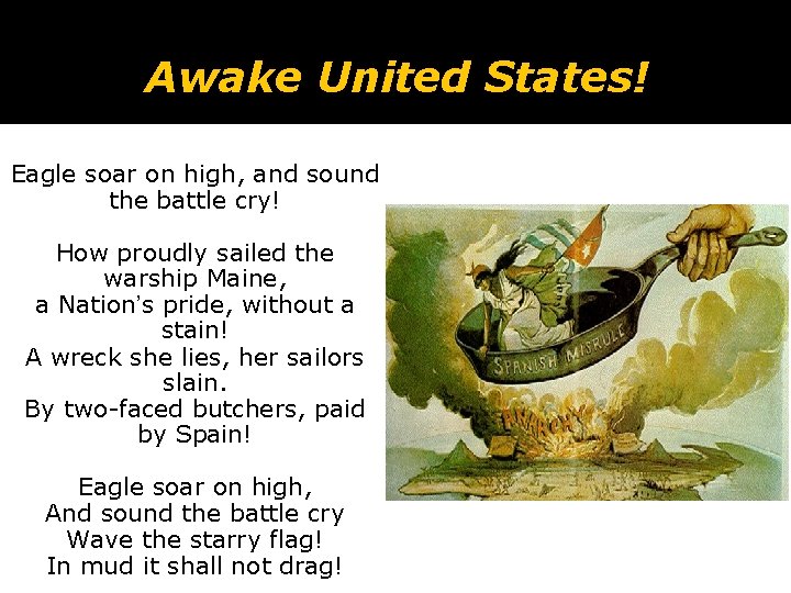 Awake United States! Eagle soar on high, and sound the battle cry! How proudly