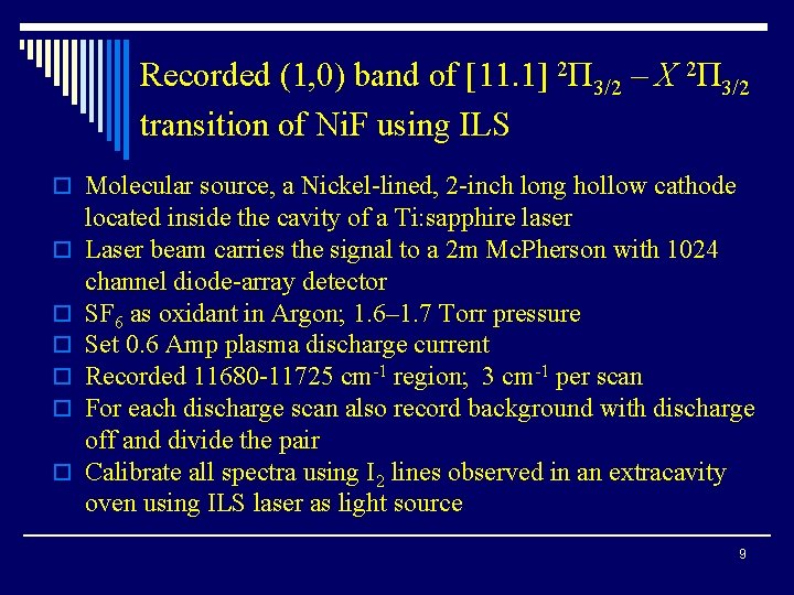 Recorded (1, 0) band of [11. 1] 2Π 3/2 – X 2Π 3/2 transition