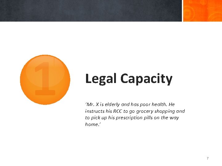 1 Legal Capacity ‘Mr. X is elderly and has poor health. He instructs his