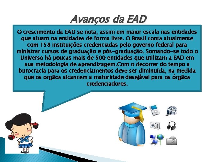 Avanços da EAD O crescimento da EAD se nota, assim em maior escala nas