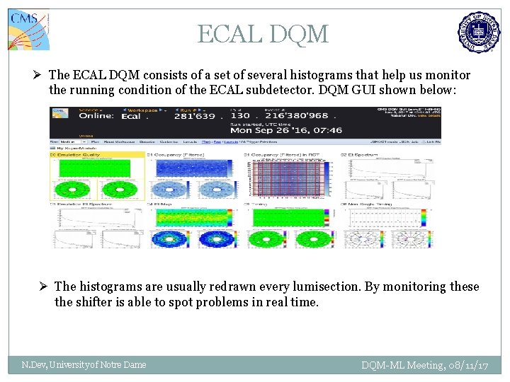 ECAL DQM Ø The ECAL DQM consists of a set of several histograms that