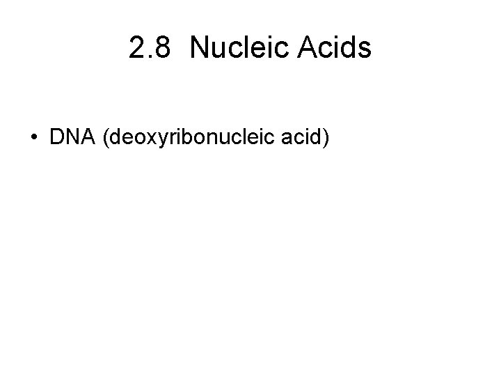 2. 8 Nucleic Acids • DNA (deoxyribonucleic acid) 