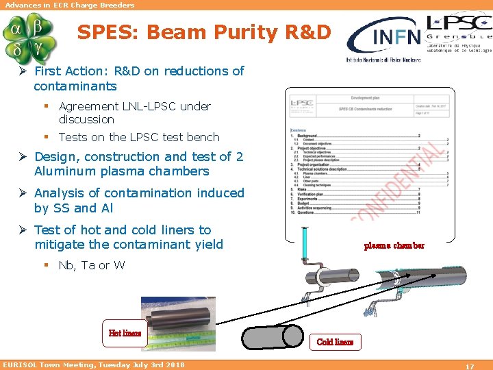 Advances in ECR Charge Breeders SPES: Beam Purity R&D Ø First Action: R&D on