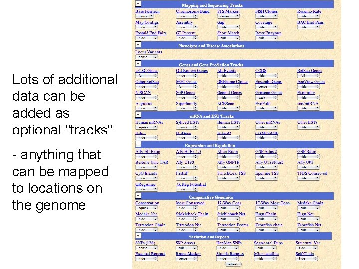Lots of additional data can be added as optional "tracks" - anything that can