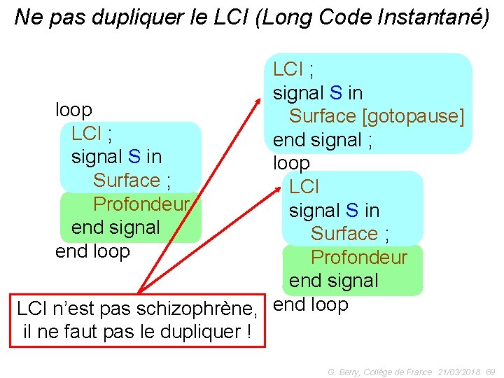 Ne pas dupliquer le LCI (Long Code Instantané) LCI ; signal S in loop