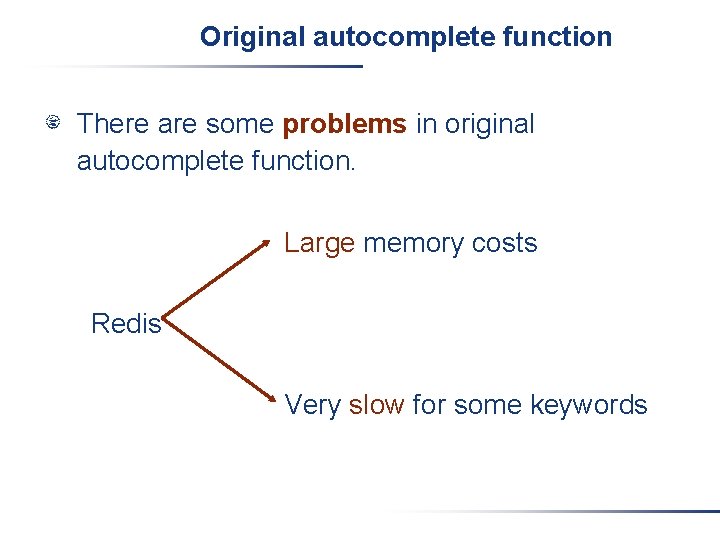 Original autocomplete function There are some problems in original autocomplete function. Large memory costs