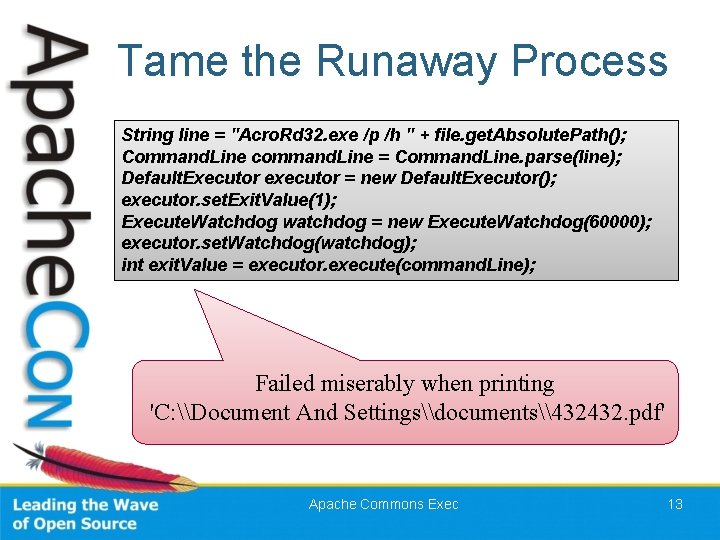 Tame the Runaway Process String line = "Acro. Rd 32. exe /p /h "