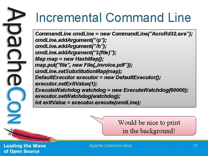 Incremental Command Line Command. Line cmd. Line = new Command. Line("Acro. Rd 32. exe");